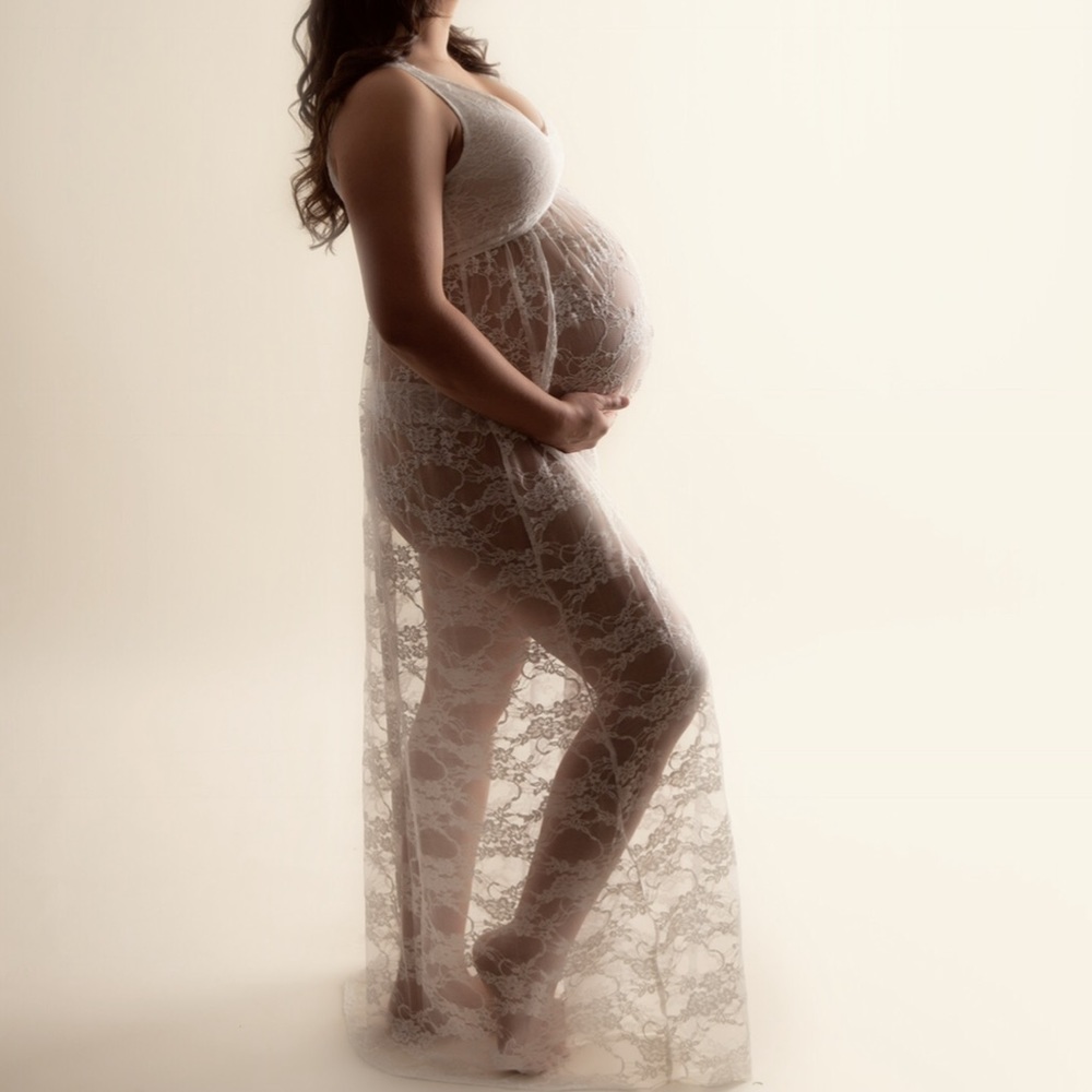 White lace maternity dress